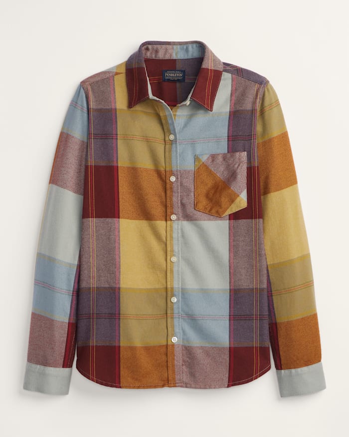 WOMEN'S PLAID COTTON FLANNEL RELAXED SHIRT